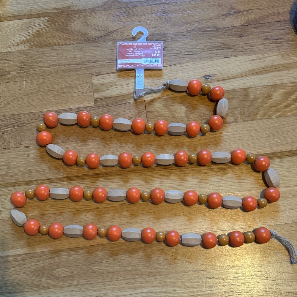 NWT Ashland Autumn Beaded Garland in Orange and Tan